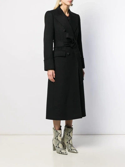 Dolce & Gabbana Double-breasted Woolen Cloth Belted Coat In Black
