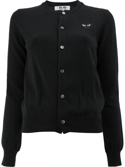 Shop Comme Des Garçons Play Logo-patch Wool Cardigan In Black