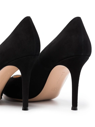 Gianvito Rossi Leather Kitten Heel Pumps With Pointed Toe In Black