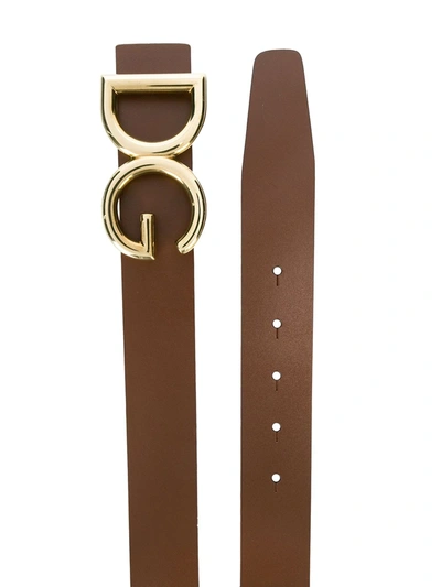 Shop Dolce & Gabbana Dg Logo Buckle Belt In Brown