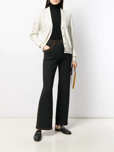 Shop Barrie Contrast Stitch Trousers In Black