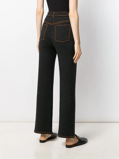 Shop Barrie Contrast Stitch Trousers In Black