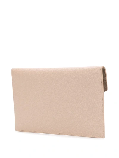 Saint Laurent Uptown Envelope Leather Clutch Bag - Neutrals for Women