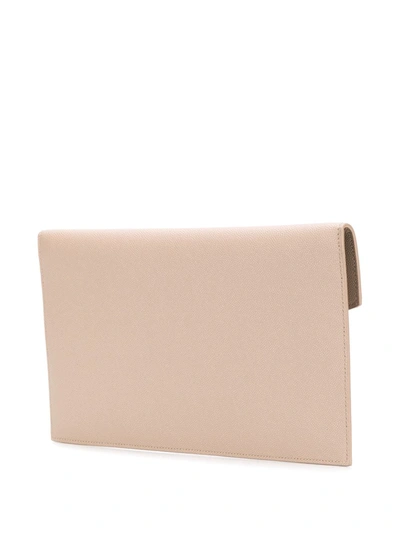 Saint Laurent Uptown Envelope Leather Clutch Bag - Neutrals