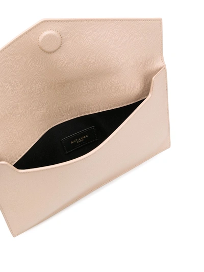 Saint Laurent Beige Uptown Leather Envelope Clutch Bag In Neutrals