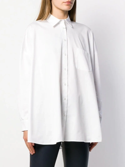 Shop Emporio Armani Wide Hem Long Sleeve Shirt In White