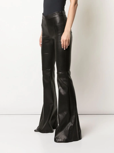 Shop Rosetta Getty Leather Flared Trousers In Black