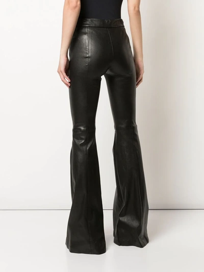 Shop Rosetta Getty Leather Flared Trousers In Black