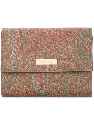 Shop Etro Trifold Wallet In Brown
