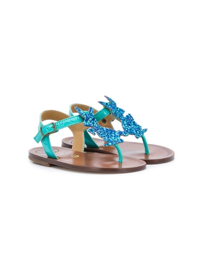 Shop Pèpè Rabbit Patch Sandals In Blue