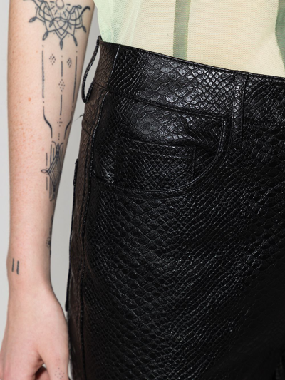 Rotate Birger Christensen Rotie Snake-effect Vegan Leather Straight-leg Pants In Black