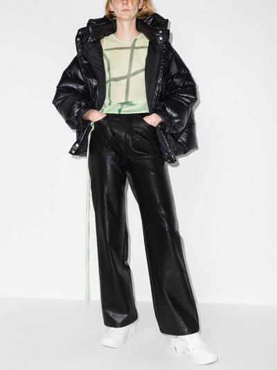 Rotate Birger Christensen Rotie Snake-effect Vegan Leather Straight-leg Pants In Black
