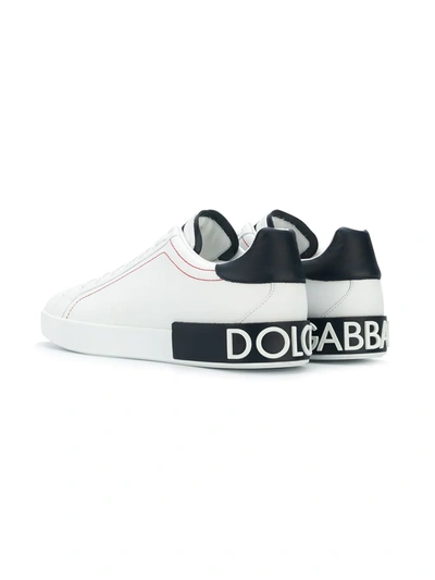 Shop Dolce & Gabbana Portofino Leather Sneakers In White