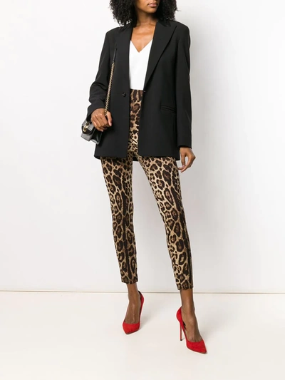 Dolce & Gabbana Leopard Print Cropped Trousers In Neutrals