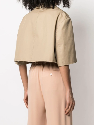 Shop Mm6 Maison Margiela Cropped Double-breasted Blazer In Neutrals