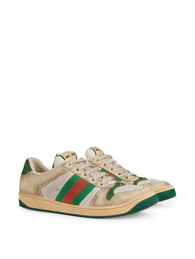 GUCCI SCREENER LEATHER SNEAKER - 大地色