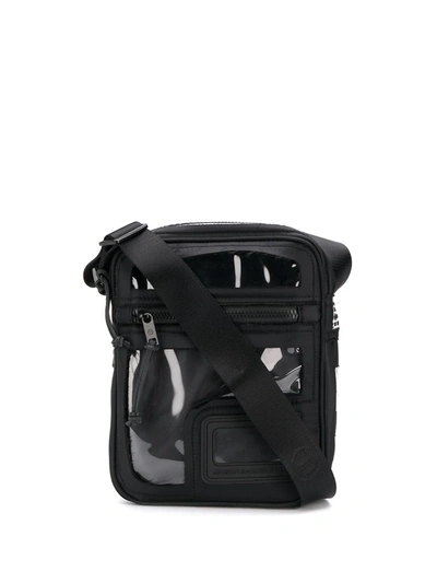 Shop Maison Margiela Clear Panel Messenger Bag In Black
