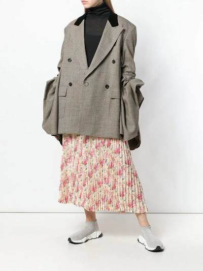 Shop Junya Watanabe Floral Crepe Long Skirt In Yellow