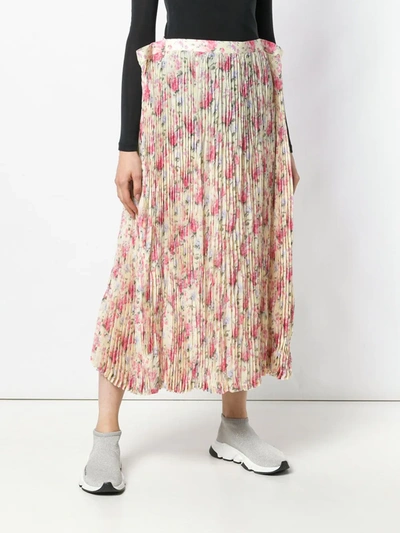 Shop Junya Watanabe Floral Crepe Long Skirt In Yellow