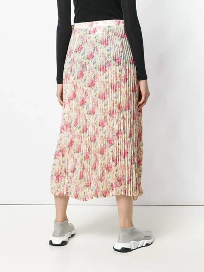 Shop Junya Watanabe Floral Crepe Long Skirt In Yellow