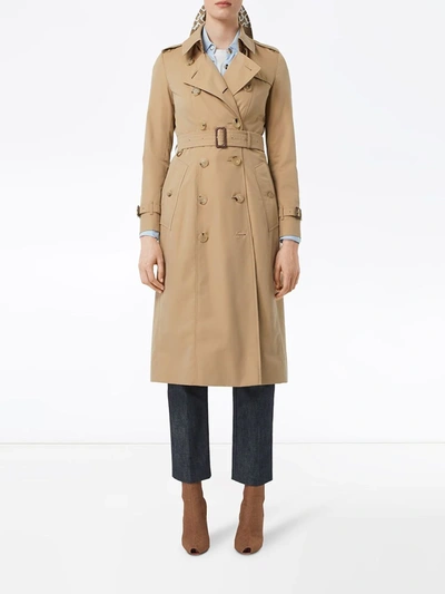 Burberry Kensington Heritage Belted Long Trench Coat In Neutrals | ModeSens