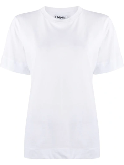 Shop Ganni Crew-neck Short-sleeve T-shirt In White