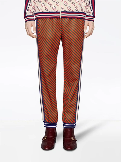 Shop Gucci Loose Striped Jogging Pant In Red