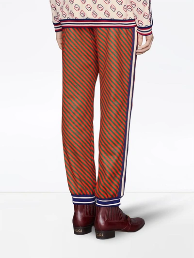 Shop Gucci Loose Striped Jogging Pant In Red