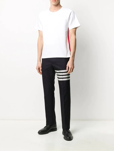 Shop Thom Browne 4-bar Plain Weave Suiting Trousers In Blue