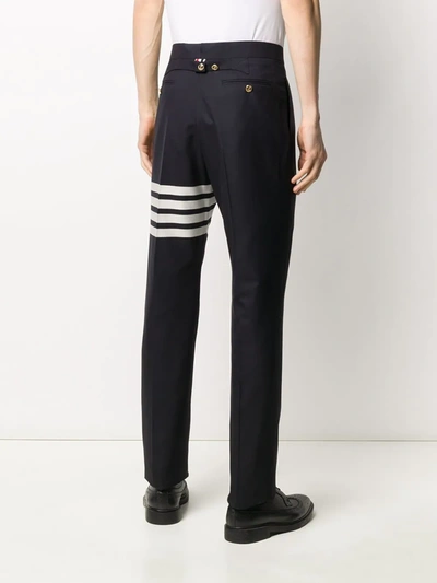 Shop Thom Browne 4-bar Plain Weave Suiting Trousers In Blue
