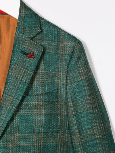 Shop Isaia Plaid Blazer In Green