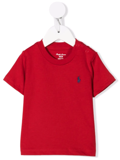 Shop Ralph Lauren Embroidered Logo T-shirt In 红色