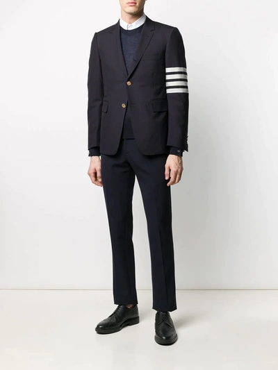 Shop Thom Browne 4-bar Stripe Single-breasted Blazer In Blue