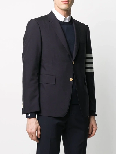 Thom Browne Navy Plain Weave Classic 4-bar Blazer In Blue