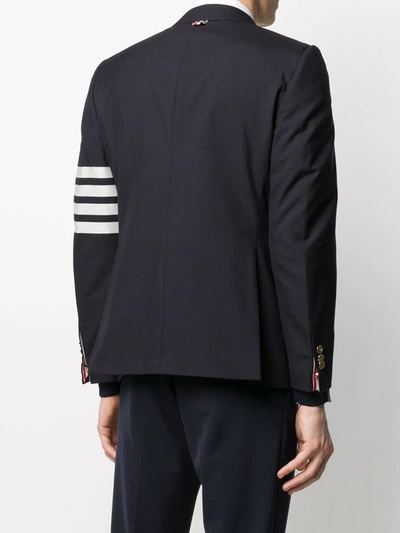 Thom Browne Navy Plain Weave Classic 4-bar Blazer In Blue