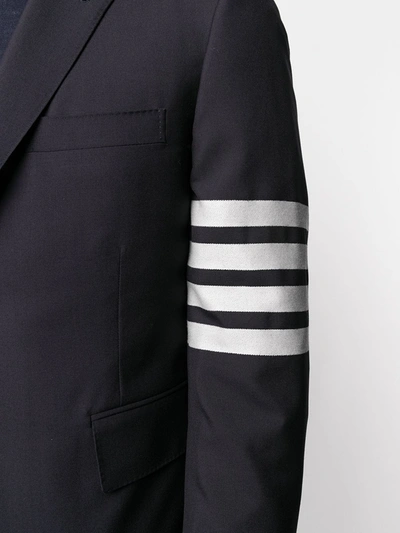Thom Browne Navy Plain Weave Classic 4-bar Blazer In Blue