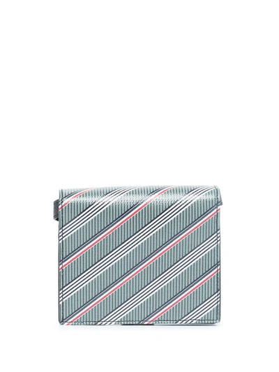 Thom Browne Striped Rwb Wallet In Grey