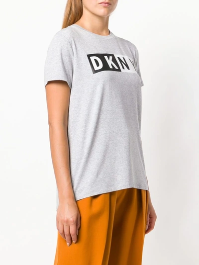 Shop Dkny Logo T-shirt In Grey