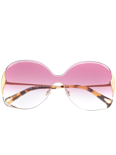 Shop Chloé Curtis Square-frame Sunglasses In Gold