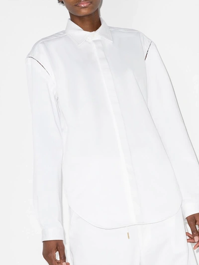 Shop Dion Lee Open-shoulder Sleeved Shirt In White
