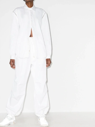 Shop Dion Lee Open-shoulder Sleeved Shirt In White