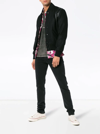 Saint Laurent Men's Wool/leather Teddy Jacket In Black