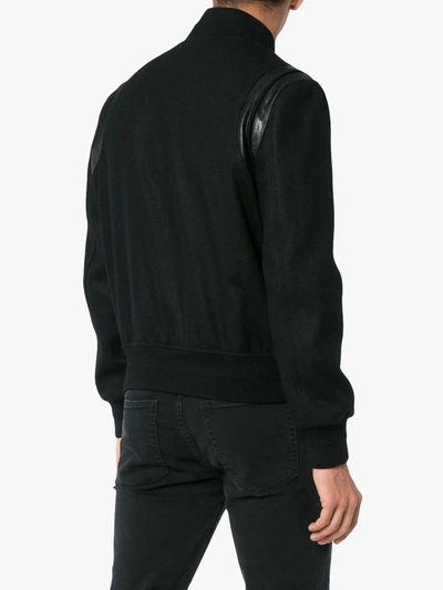 Shop Saint Laurent Varsity Wool Jacket In Black