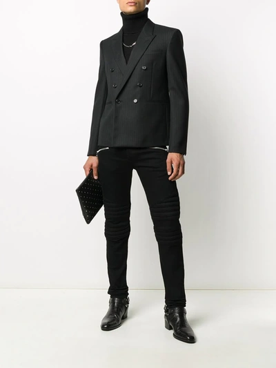 Shop Saint Laurent Knitted Roll Neck Jumper In Black
