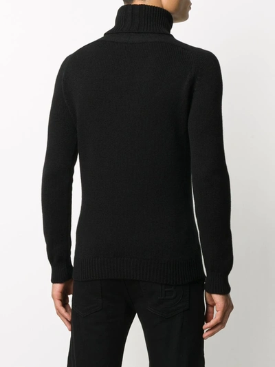 Shop Saint Laurent Knitted Roll Neck Jumper In Black