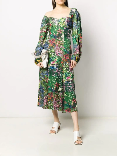 Shop Natasha Zinko Floral-print Asymmetric Dress In Green