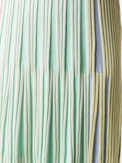 Shop Kenzo Pleated Scoop-neck Midi Dress In Green