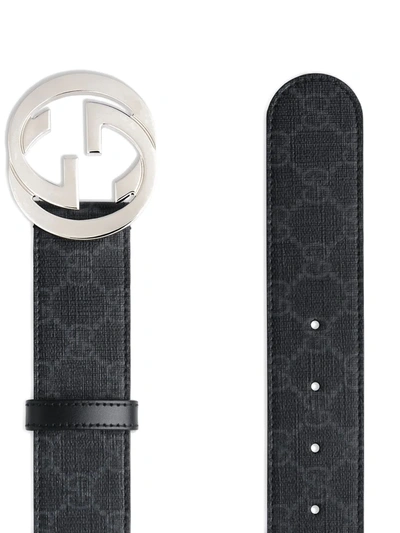 Gucci Gg Black Logo-embossed Leather Belt | ModeSens