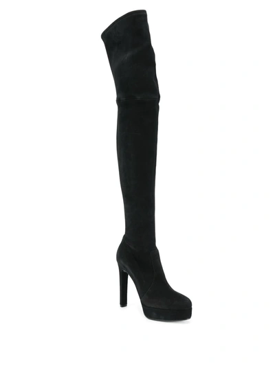 Shop Casadei Over The Knee Heeled Boots In Black