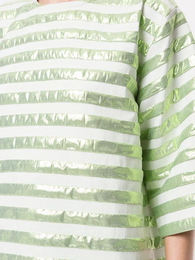 Bambah Short-sleeved Striped Square Top In Green